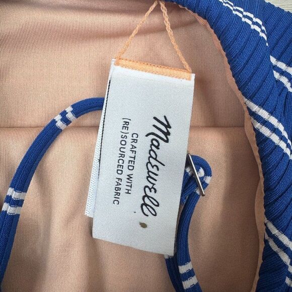 Madewell One Shoulder Striped One Piece Swimsuit Womens Large Blue White - Picture 7 of 7